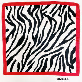 Satin Zebra Print Scarf LR2033-1 Black/White/Red