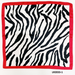 Satin Zebra Print Scarf LR2033-1 Black/White/Red  Satin Zebra Print Scarf LR2033-1 Black/White/Red