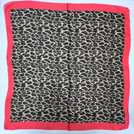 Satin Leopard Print Scarf LR2033-2 Brown/Red