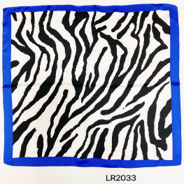 Satin Zebra Print Scarf LR2033 Black/White/Blue