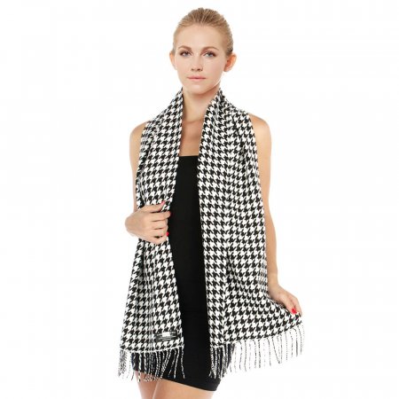 Houndstooth Plaid Scarf #06-05 Color: Black & White