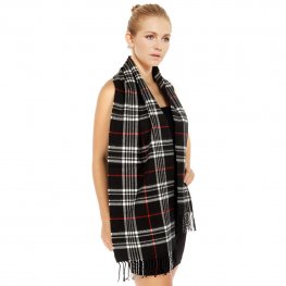 Giant Check Scarf 07-03 Color: Black  Giant Check Scarf 07-03 Color: Black