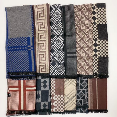 Men's Cashmere Feel Scarf mix (12 Random Style, 1 Doz)