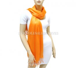 Silky Fringed Shawl P11 Orange  Silky Fringed Shawl P11 Orange