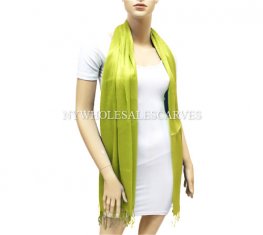 Silky Fringed Shawl P22 Green  Silky Fringed Shawl P22 Green