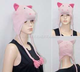 Knit Animal Hats #230673 Pink Piglet