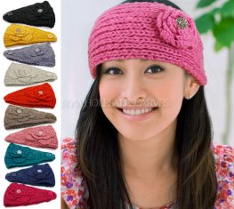 Knit Flower W/Stone Headbands 8829-18 (10 Colors, 1 Doz)