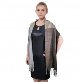 Cashmere Feel Scarf Vertical Stripe NY11-4 Brown
