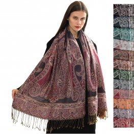 MULTI PRINT PAISLEY PASHMINA NY23156( 12COLORS, 1DZ)  MULTI PRINT PAISLEY PASHMINA NY23156( 12COLORS, 1DZ)
