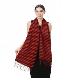Houndstooth Plaid Scarf 06-07 RED /BLACK  Houndstooth Plaid Scarf 06-07 RED /BLACK