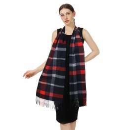 Cashmere Feel Scarf C135-1 Color: Navy/Red/Grey