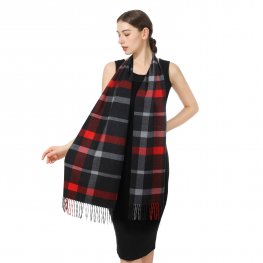 Cashmere Feel Scarf C135-2 Red /Grey  Cashmere Feel Scarf C135-2 Red /Grey