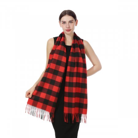 Cashmere Feel Scarf buffalo plaid #12-05 Color: Red/Black