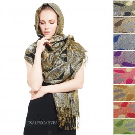 Metallic Paisley Pashmina PL32S (8 Colors, 1 Doz)