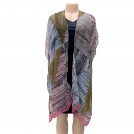 QC212-2 Cozy Multi Color Kimono Pink/Grey