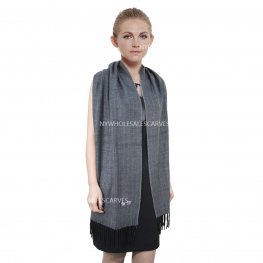 Herringbone Plaid Scarf 04-06 Color: Grey/Black  Herringbone Plaid Scarf 04-06 Color: Grey/Black