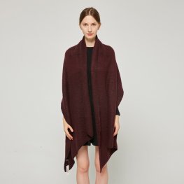 SF231413 Fuzzy Cozy Triangle Edge Shawl:Maroon  SF231413 Fuzzy Cozy Triangle Edge Shawl:Maroon