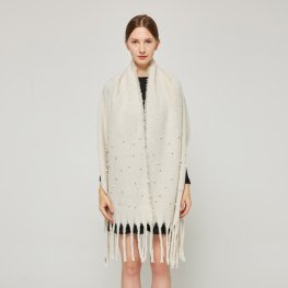 ♡Éé mohair fringe muffler gray Gray mohair fringe muffler