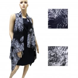 Elegant Water Color Print Scarf Vest SL-8  Elegant Water Color Print Scarf Vest SL-8