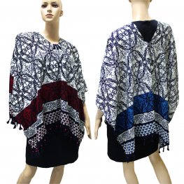 New Paisley Spring & Summer Poncho w/Beaded Fringe SL-9  New Paisley Spring & Summer Poncho w/Beaded Fringe SL-9