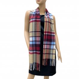 Cashmere Feel Scarf SW-11 Beige/Red/Blue