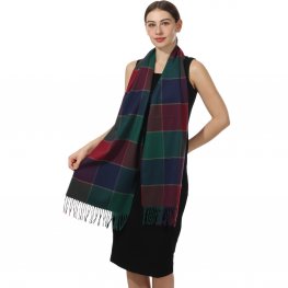 Cashmere Feel Scarf SW-18 Green/Wine/Navy