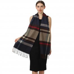 Cashmere Feel Scarf SW-22 Brown/Navy/Red