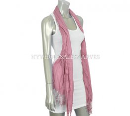 Wrinkle Solid Scarf M-07 Color: Salmon  Wrinkle Solid Scarf M-07 Color: Salmon
