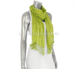 Wrinkle Solid Scarf M-13 Color: Grass Green  Wrinkle Solid Scarf M-13 Color: Grass Green