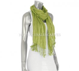 Wrinkle Solid Scarf M-35 Color: Yellow Green  Wrinkle Solid Scarf M-35 Color: Yellow Green