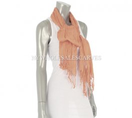 Wrinkle Solid Scarf M-46 Color:Light Coral  Wrinkle Solid Scarf M-46 Color:Light Coral
