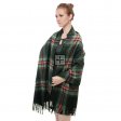 Giant Check Shawl W8804 Black/Gren/Red