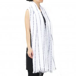22105 Luxe Soft Prolong Oversize Stripe Winter Scarf White