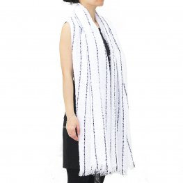 22105 Luxe Soft Prolong Oversize Stripe Winter Scarf White  22105 Luxe Soft Prolong Oversize Stripe Winter Scarf White