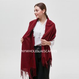 Small Buffalo Check Blanket Scarf Red/Black XG22123-4  Small Buffalo Check Blanket Scarf Red/Black XG22123-4