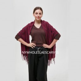 Small Buffalo Check Blanket Scarf Burgundy/Navy XG22123-5  Small Buffalo Check Blanket Scarf Burgundy/Navy XG22123-5