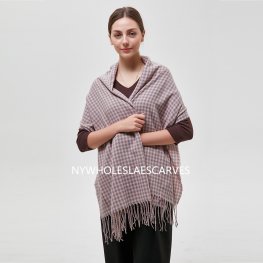 Small Buffalo Check Blanket Scarf Pink/Grey XG22123-7  Small Buffalo Check Blanket Scarf Pink/Grey XG22123-7