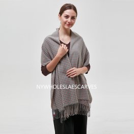 Small Buffalo Check Blanket Scarf Coral/Green XG22123-8  Small Buffalo Check Blanket Scarf Coral/Green XG22123-8