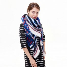 XG23105 Multi Abstract Print Soft Blanket Shawl  XG23105 Multi Abstract Print Soft Blanket Shawl