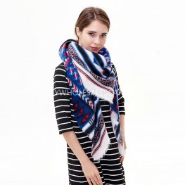 XG23105 Multi Abstract Print Soft Blanket Shawl