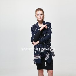 2112702 Navy Anchor Print Scarf  2112702 Navy Anchor Print Scarf