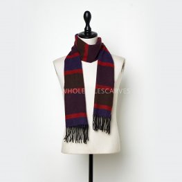 Striped Cashmere Feel Scarf #YZ2025 Red/Purple