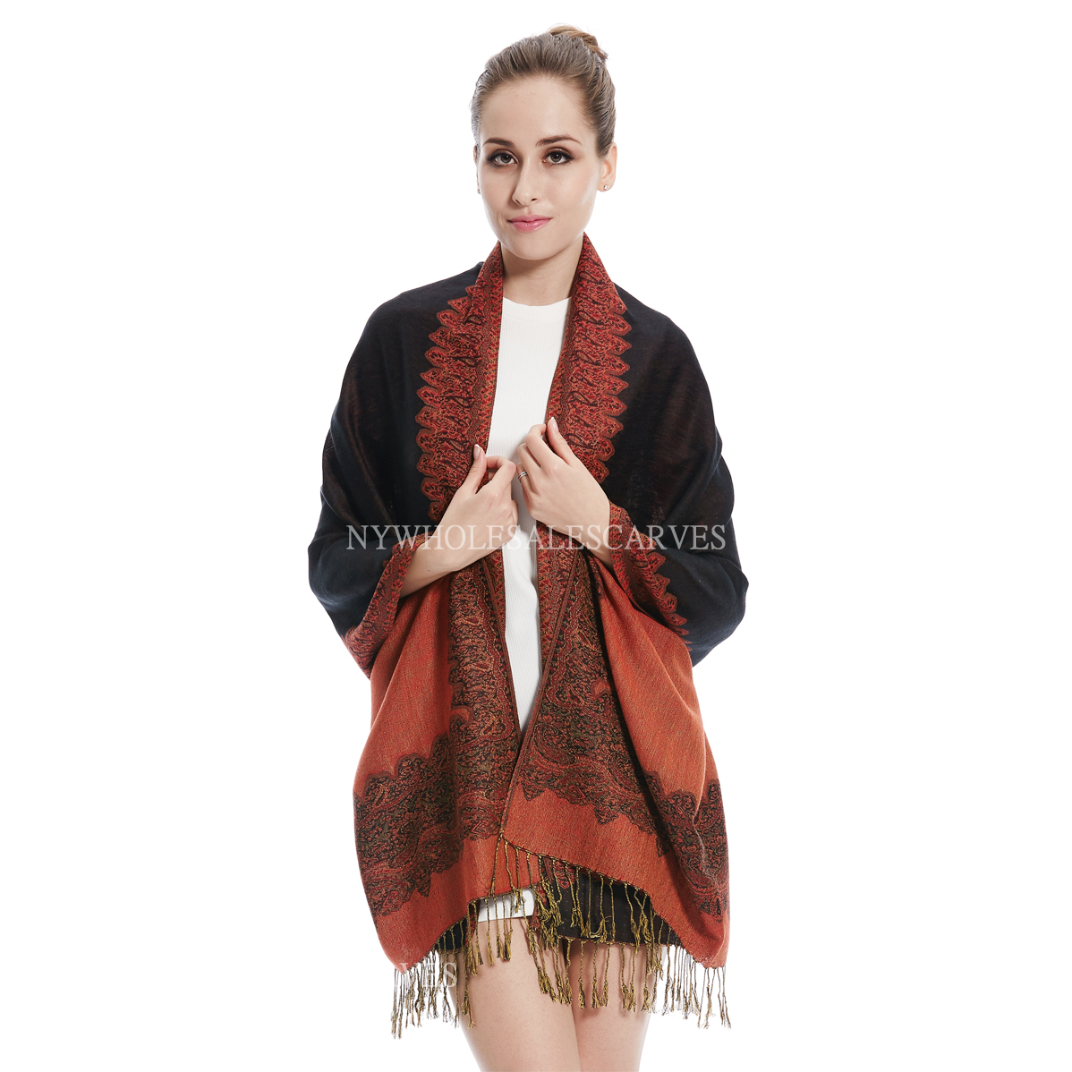 Gorgeous Paisley Pashmina 82312 Rust Brown [82312] - $3.75 : Wholesale ...