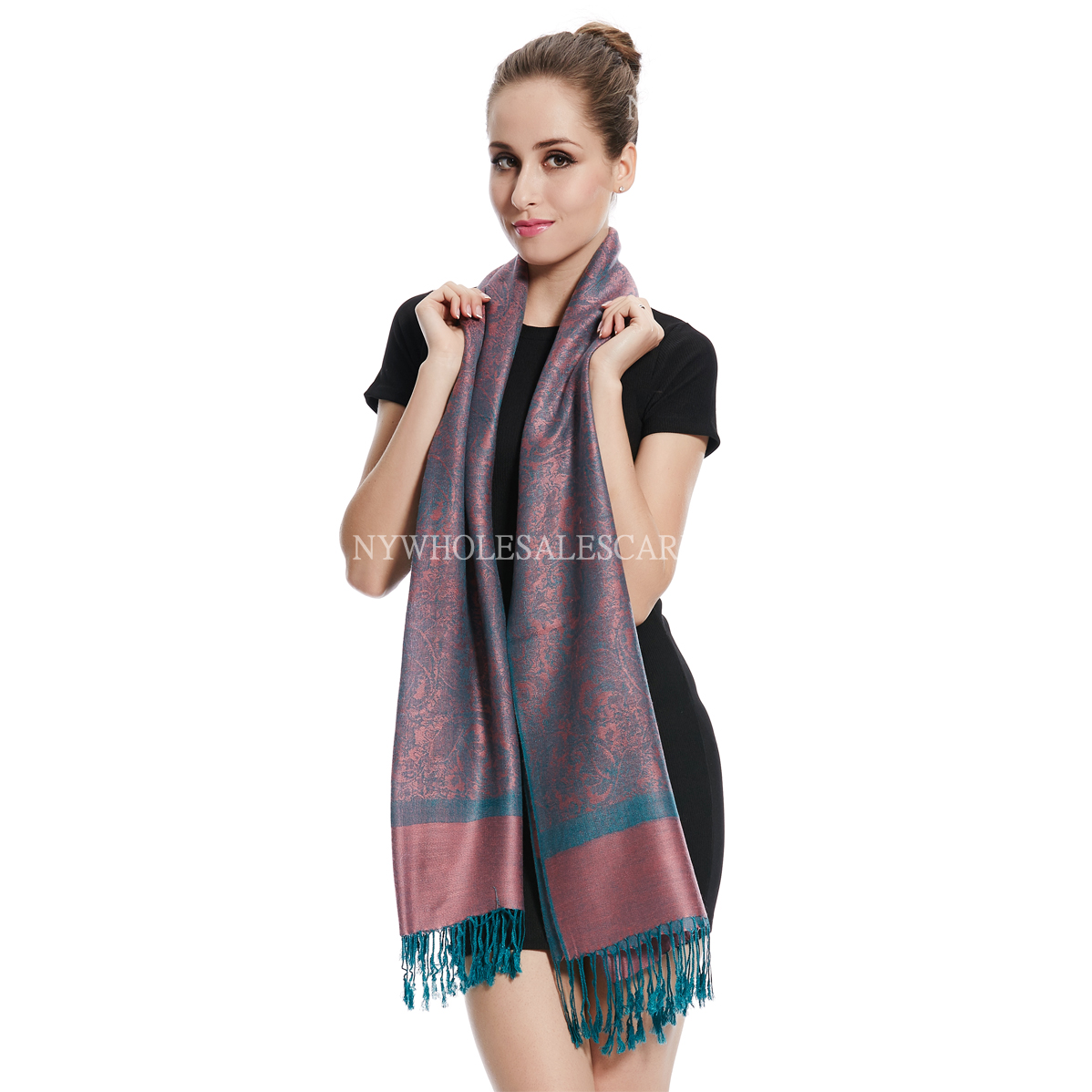 Jacquard Pashmina PL1855 Rose Teal