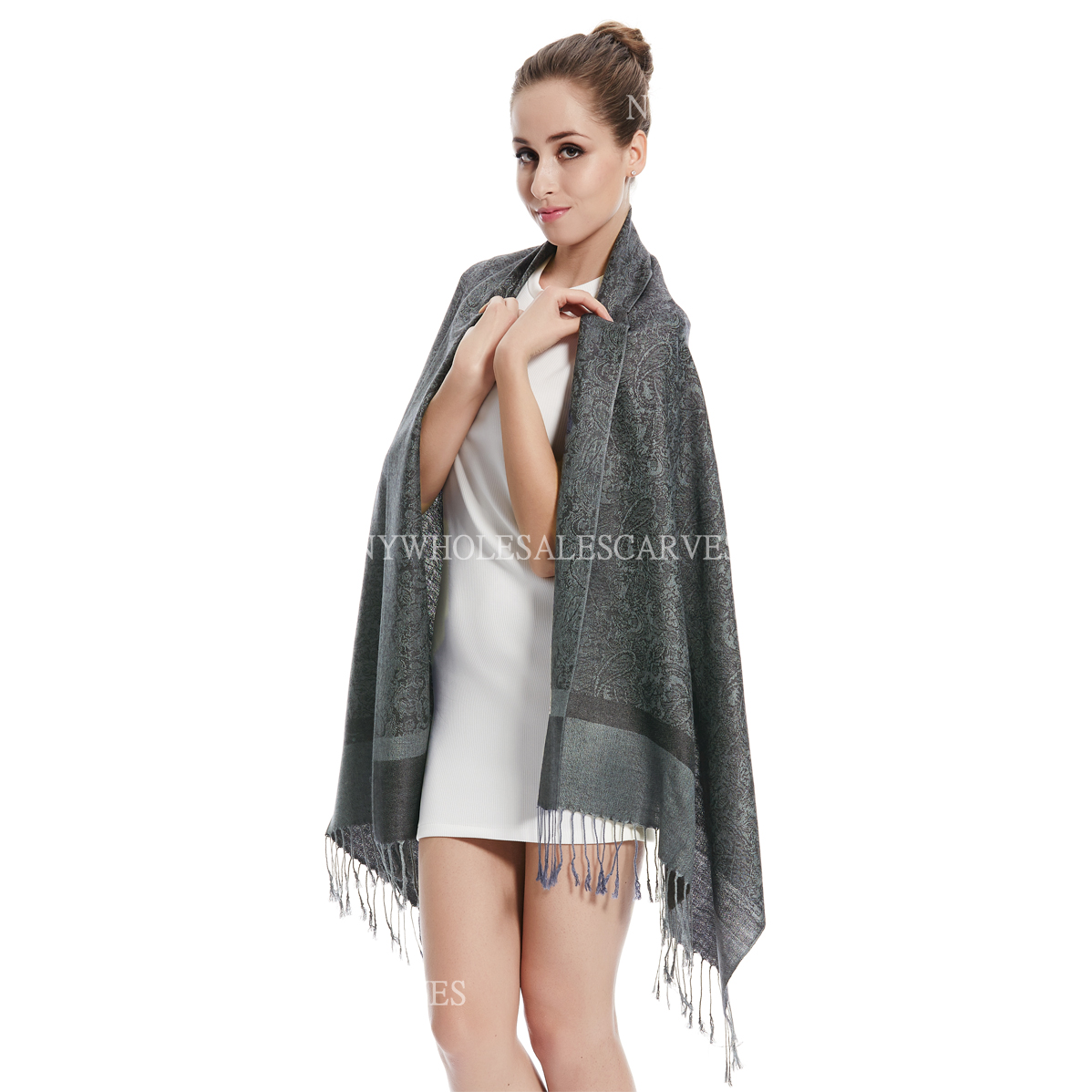 Jacquard Pashmina PL1875 Dark Grey