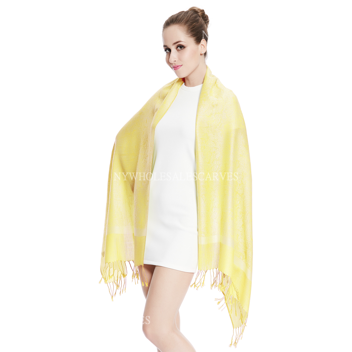 Jacquard Pashmina PL1881 Light Yellow