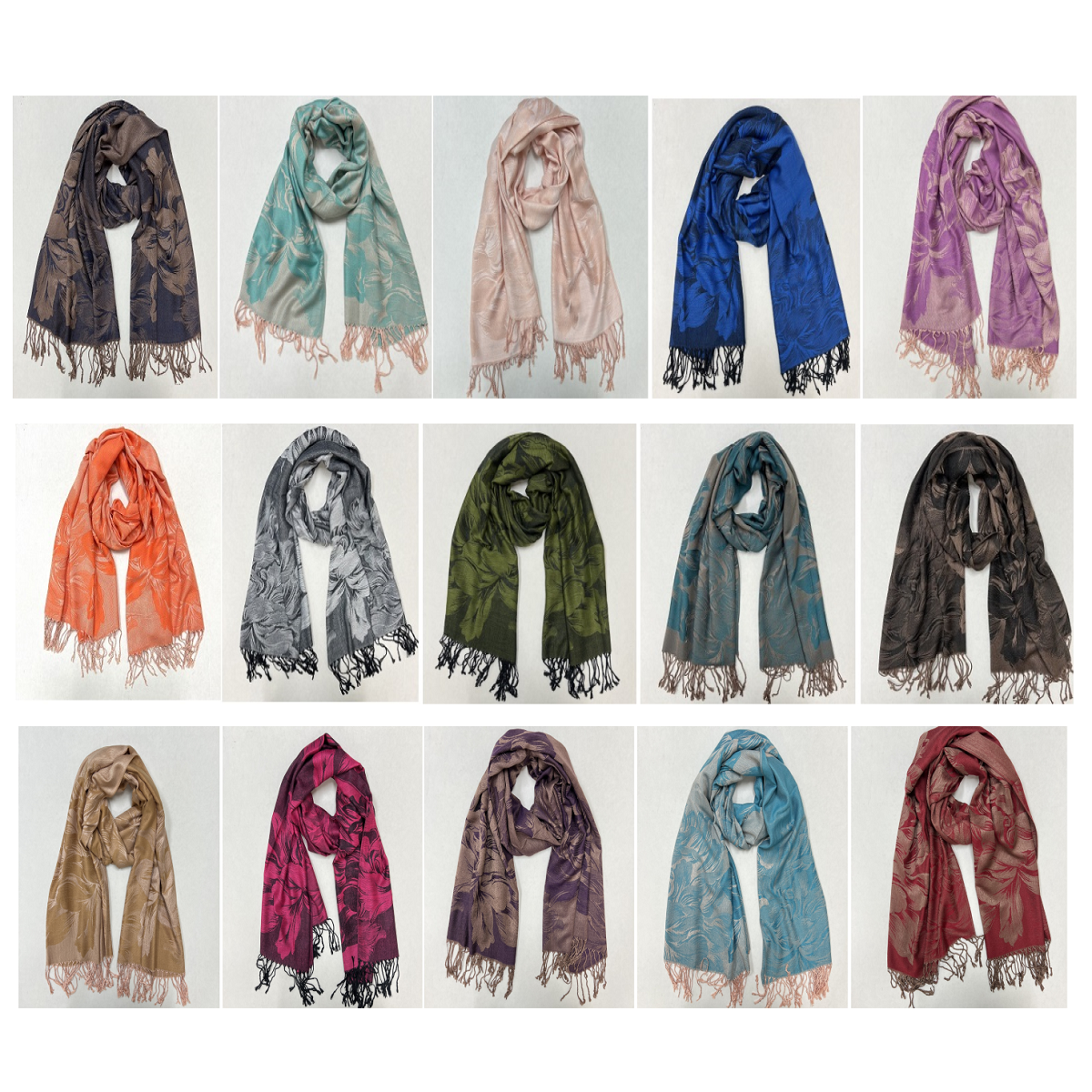 Romantic Peony Pashmina 22YZMIX (12 Colors, 1 Doz)