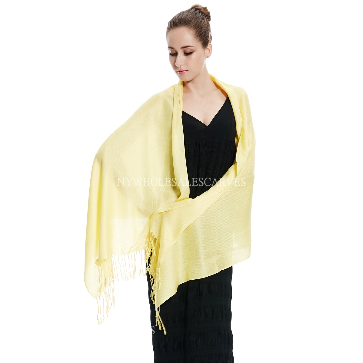 Solid Pashmina 8144 Light Yellow