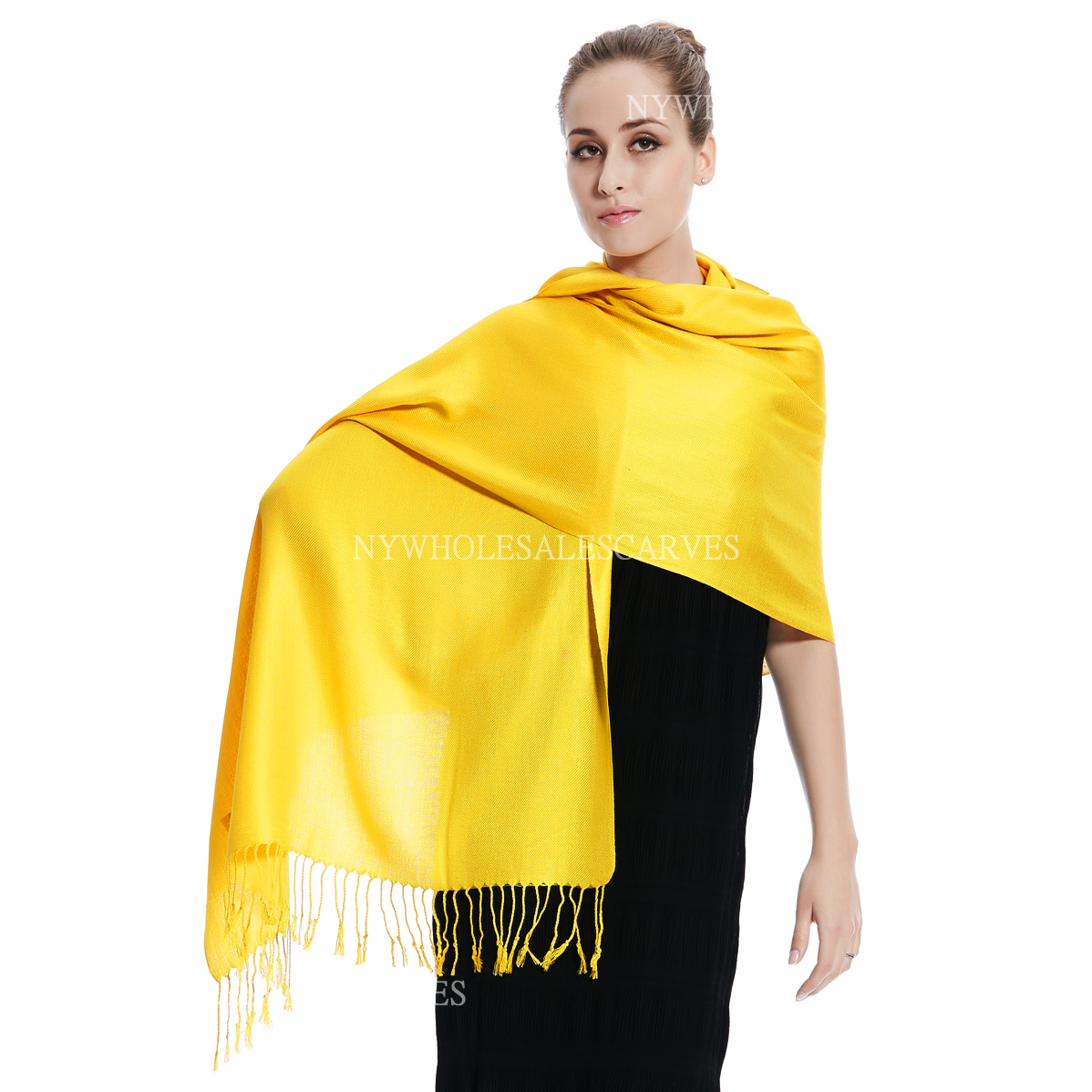 Solid Pashmina 8143 Golden Yellow