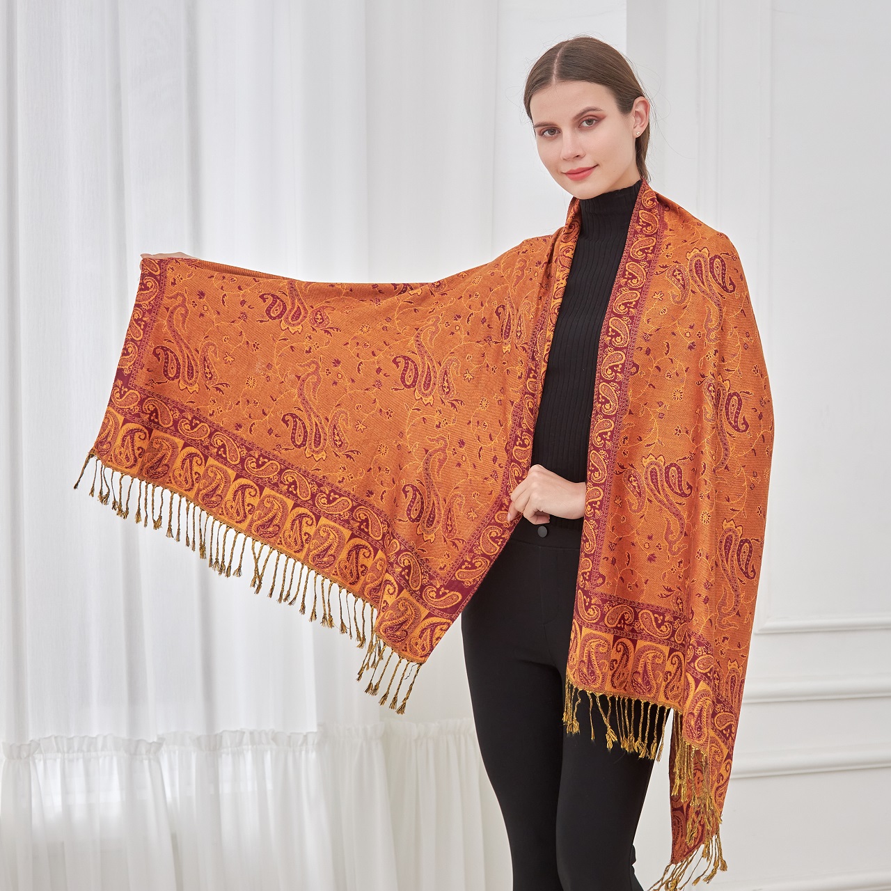 Gorgeous Paisley Pashmina 82307N Orange